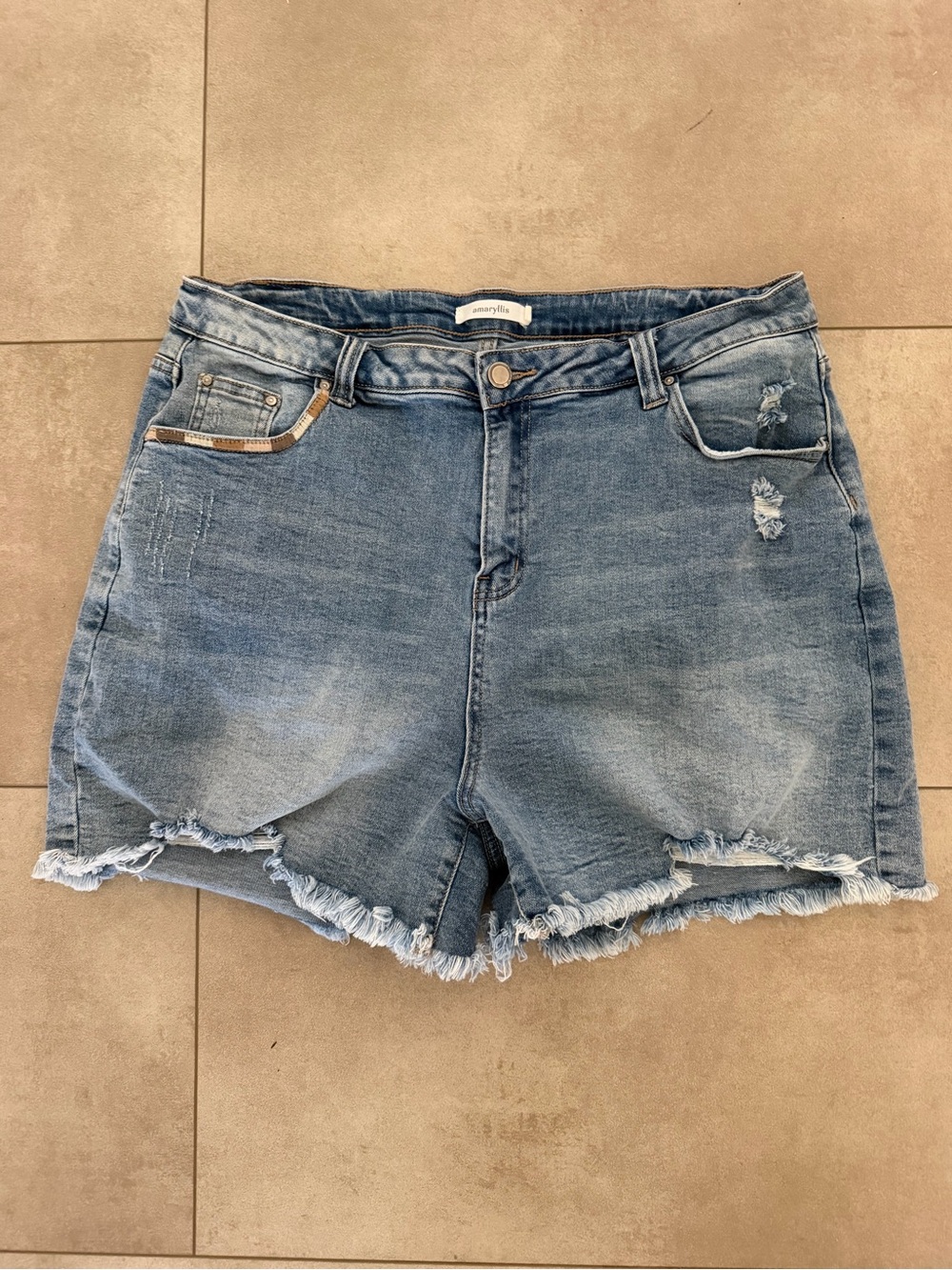 Distressed Raw Hem Denim Shorts